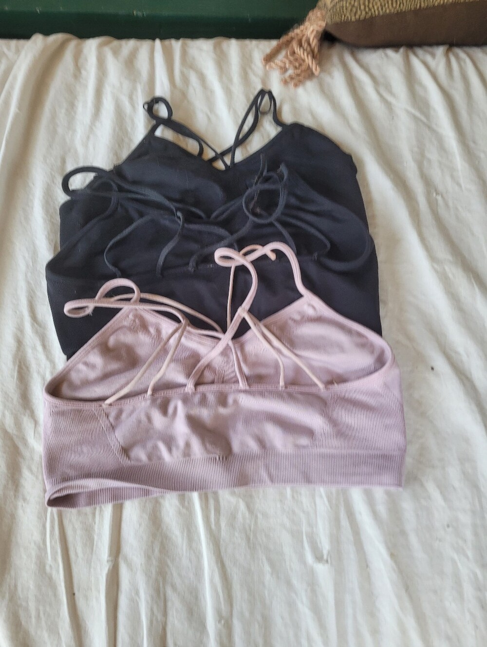 3-Pack DKNY Strappy Sports Bras - Black & Dusty Pink